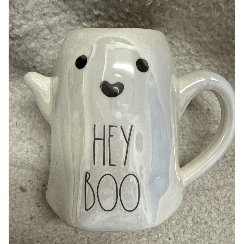 RAE DUNN Artisan Collection "HEY BOO" Ghost Mug By Magenta 24oz.